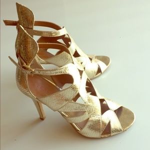 Gold Peep Toe Heels